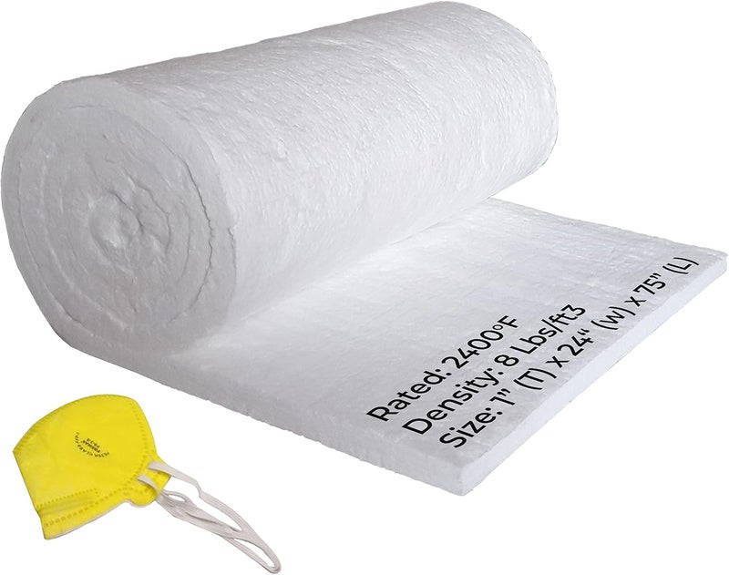Simond Ceramic Fiber Insulation - 1" Thick x 24" x 75" - 8# Density 2400F - Fireproof Blanket for Forge Furnace Stove Pizza Oven Kiln Chimney Boiler Fireplace, Dishwasher Insulation - Image 1